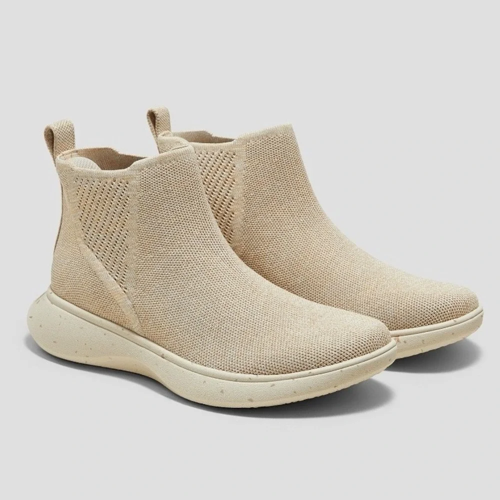 Vivaia Women 39 US 8/8.5 Knit Slip-On Round Toe Urban Boots Sand Tan Waterproof